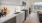Galley kitchen in an urban one-bedroom floor plan